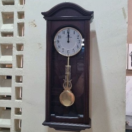 jam dinding kuno bunyi Westminster Wellington angka Romawi full kayu