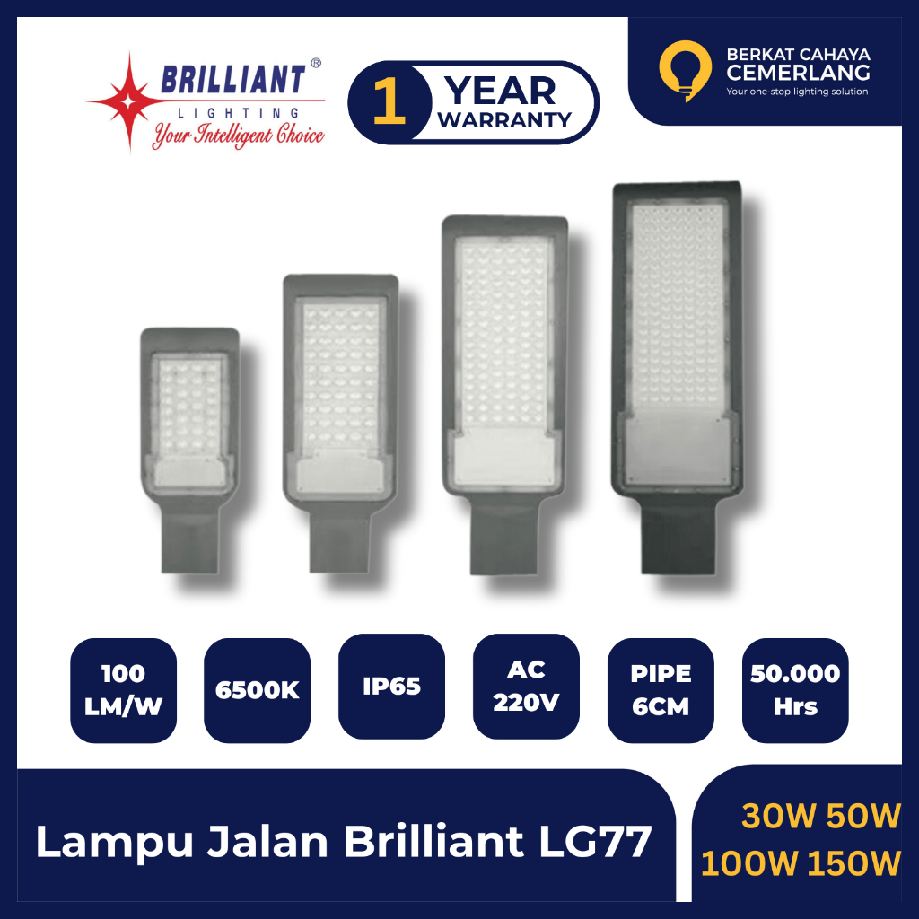 Lampu Jalan PJU Brilliant LED 30W 50W 100W 150W 200W LG77
