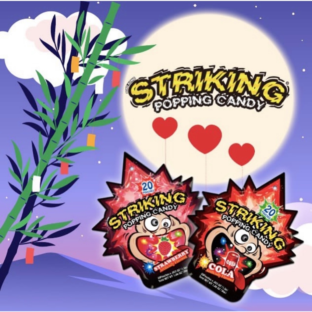 

Ay00! STRIKING POPPING CANDY 30 GR ( ISI 20 POUCHES ) PERMEN PLETAK PLETOK