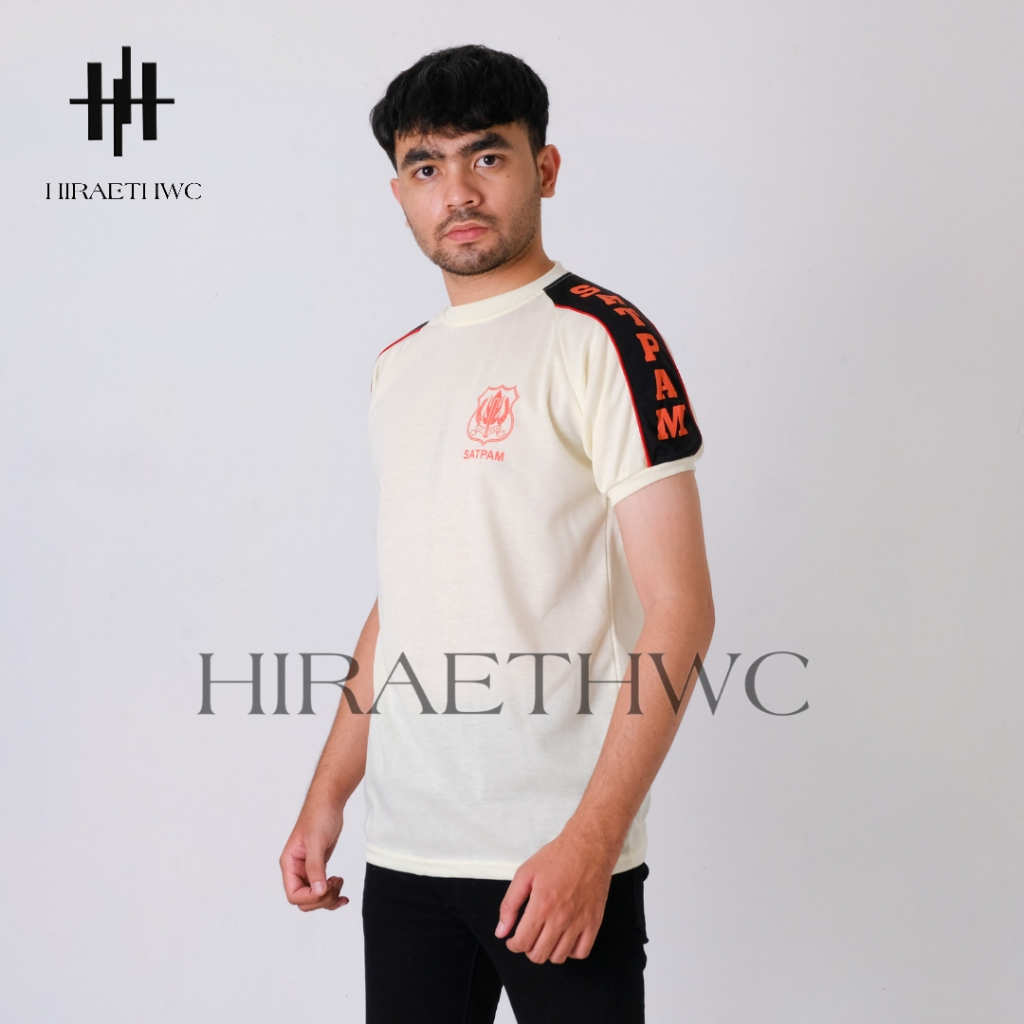 KAOS SATPAM VAVING CREAM LENGAN PENDEK BAJU DINAS SECURITY TYPING TERBAIK