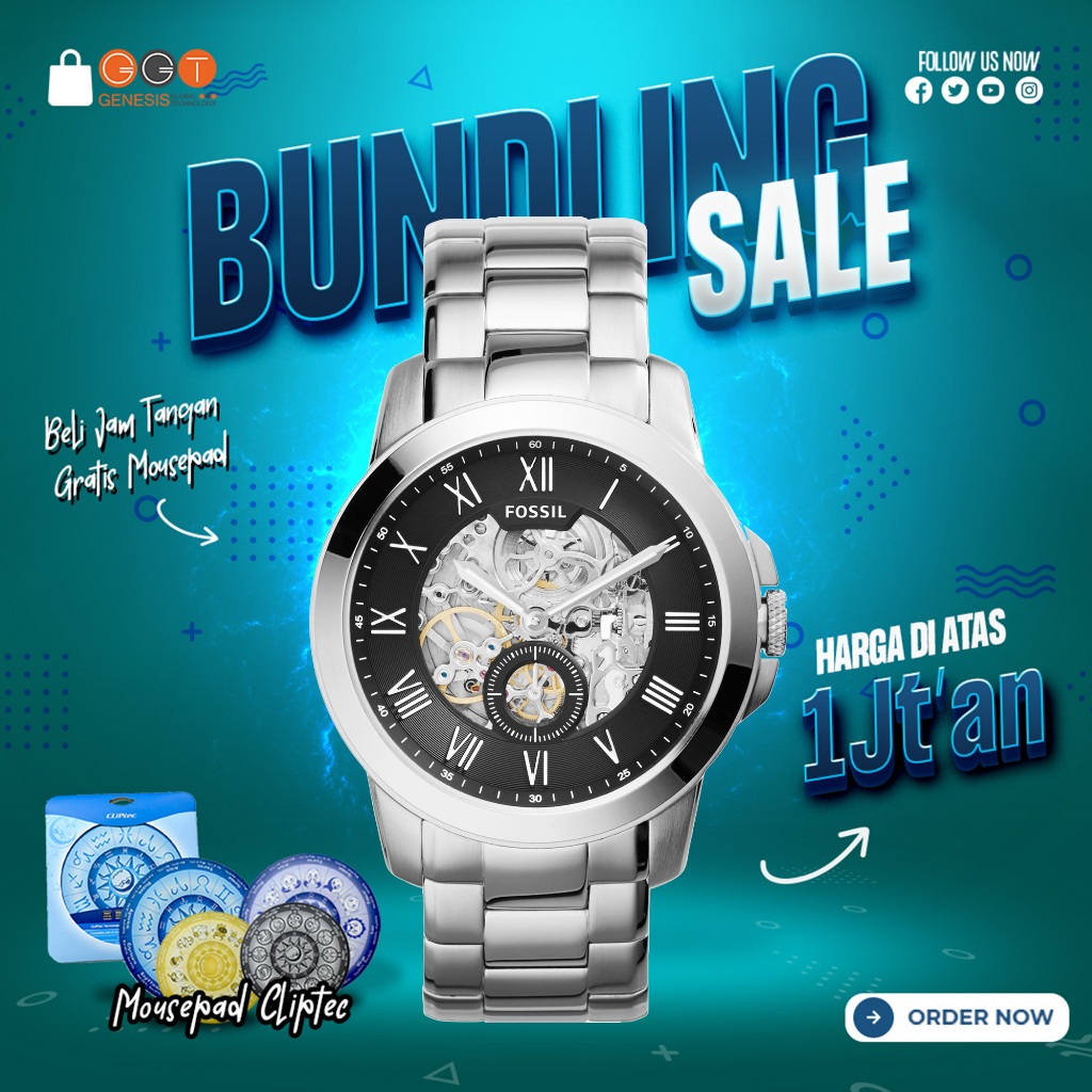 9.9 [DAPATKAN HADIAH] Fossil Jam Tangan Pria ME3055 Tali Rantai Stainless Steel Silver Original Berg