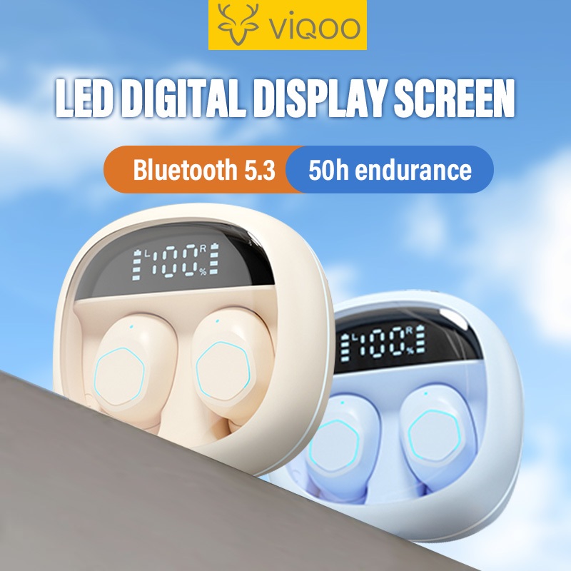 Viqoo M13 Macaron Headset Bluetooth TWS with Mic Breathing Light Case Bluetooth 5.3 Noise Cancelling