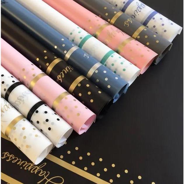 WRAPPING PAPER POLKADOT LIST LINE GOLD LINE SILVER LINE FLOWER WRAPPING COLOR TRANSPARENT CELLOPHANE