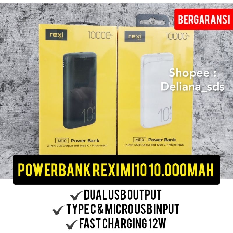 Powerbank Rexi Mi10 10.000mAh Garansi Resmi 1 Tahun Powerbank Rexi 10.000mah