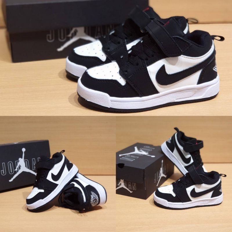 sepatu anak laki laki sepatu anak sneakres sepatu anak jordan low hitam putih
