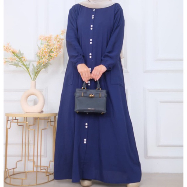 Gamis Jumbo Polo Linen Kancing