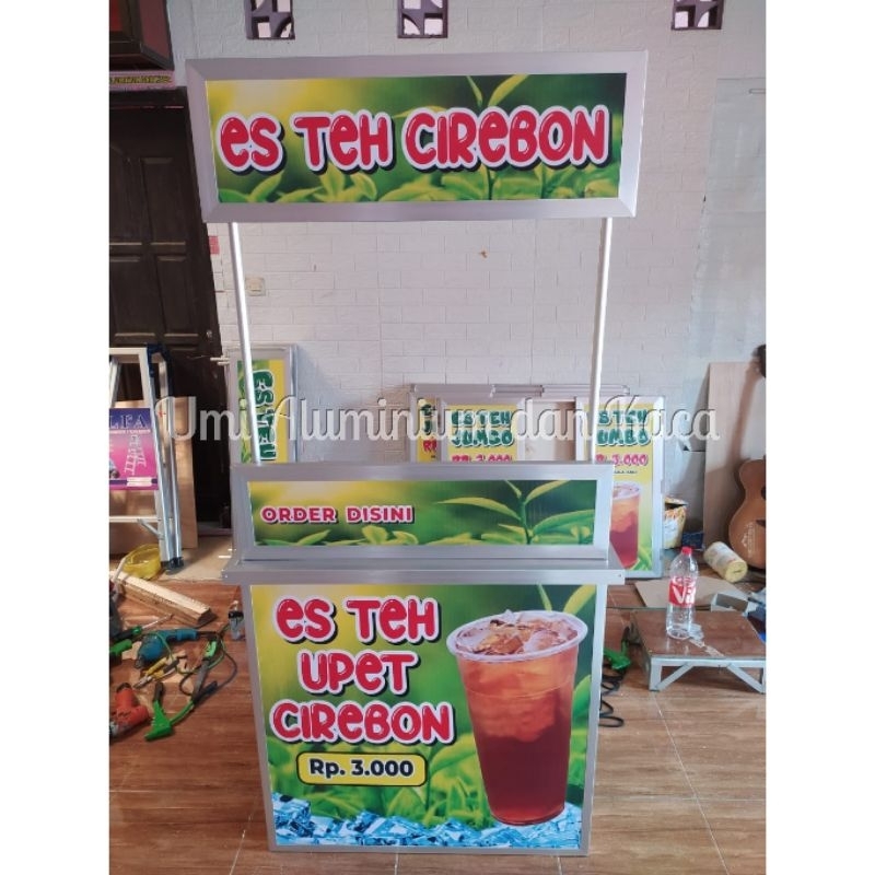 Booth portable es teh jumbo ukuran 80cm + penghalang depan