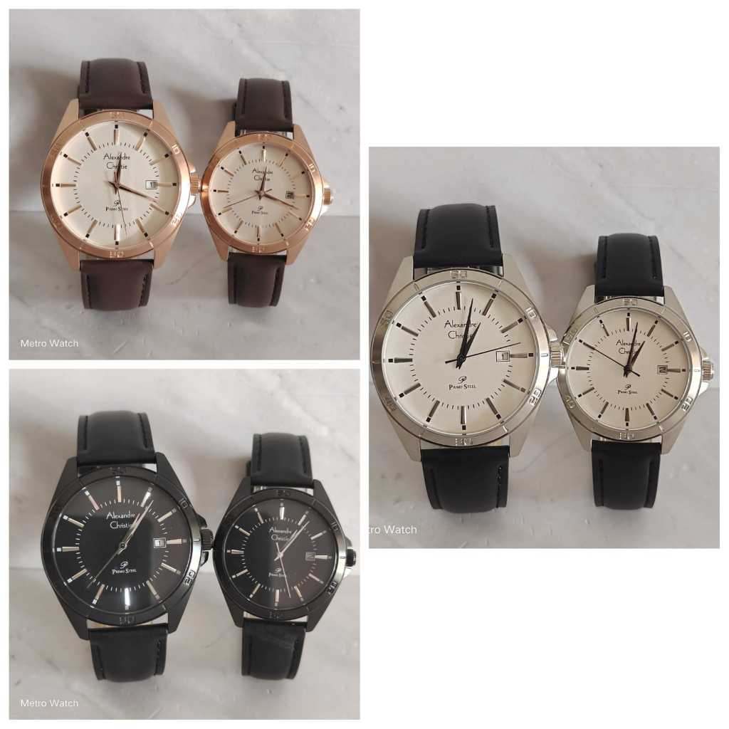 Jam Couple Alexandre Christie AC1011 AC 1011 Leather Strap Original Garansi Resmi Alexander Christie