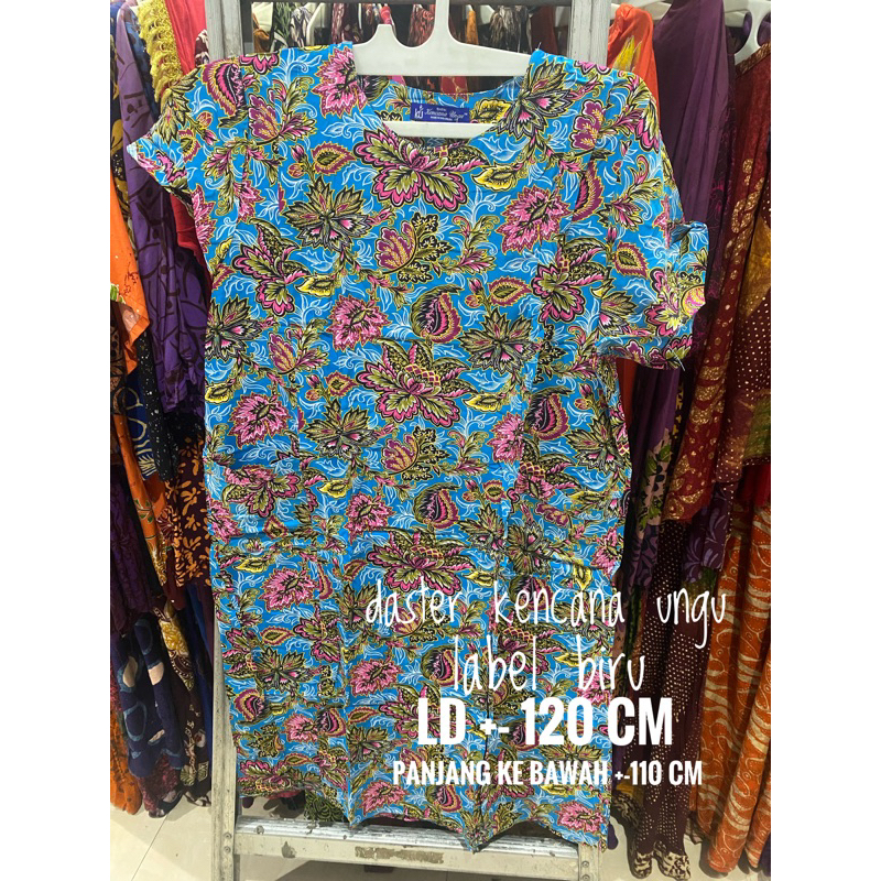 Daster Kencana Ungu Asli Label Biru Batik Pekalongan Grosir Murah model kantong saku depan halus lem
