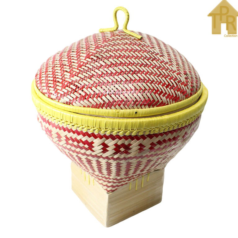 GROSIR MURAH Bambu Bakul Nasi Boboko Batik Bertutup Merah D30