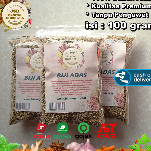 

Model Terkini Biji Adas Asli JSR Rempah isi 100 Gram