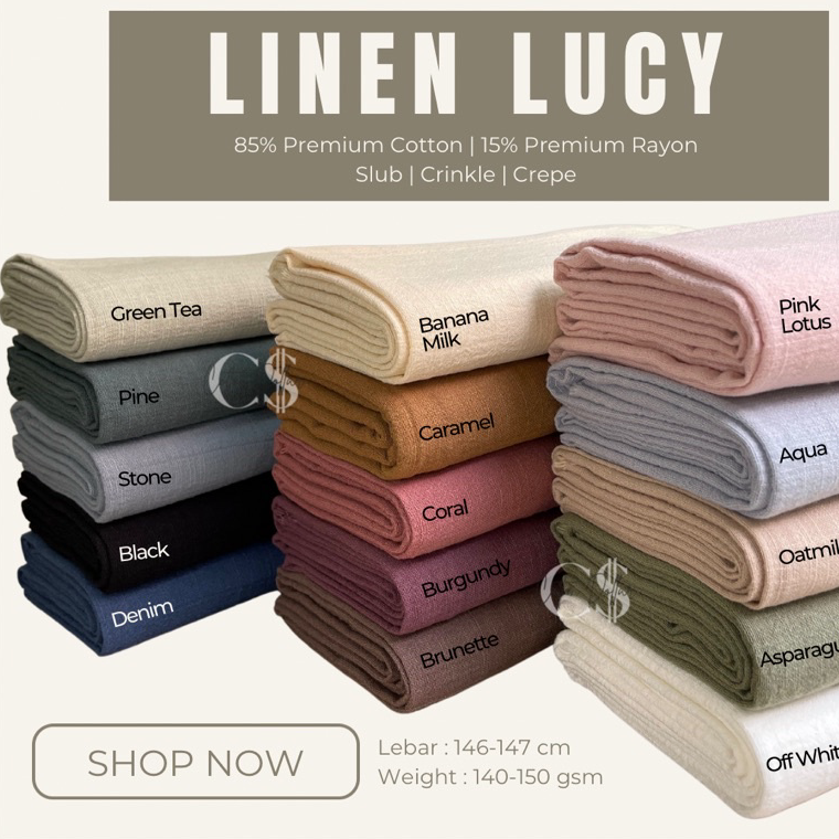 High QualityVv2V6 KAIN LINEN LUCY SLUB CREPE CRINKLE COTTON RAYON PREMIUM GRADE A ECERAN YARD / ROLL