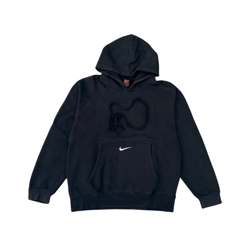 Hoodie Vintage OG 90S Nike Embroidered Center Swoosh/Pocket Logo Pullover Black