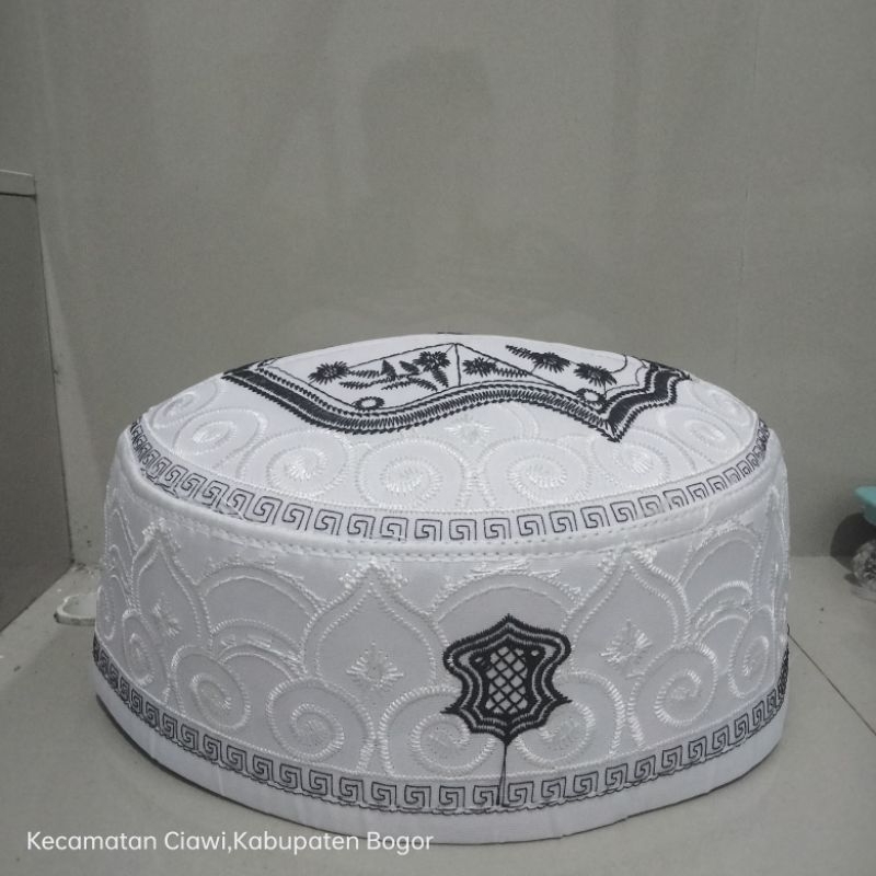 peci kopeah terompah malaysia bordir/peci malaysia terompah putih