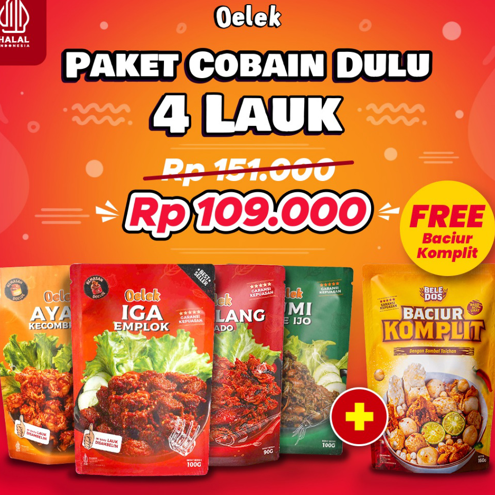 

➧✾ Oelek Paket Cobain Dulu 4 Laoek / Iga Emplok / Cakalang Balado / Cumi Cabe Ijo / Ayam Kecombrang / Lauk Siap Saji Best Terlaris