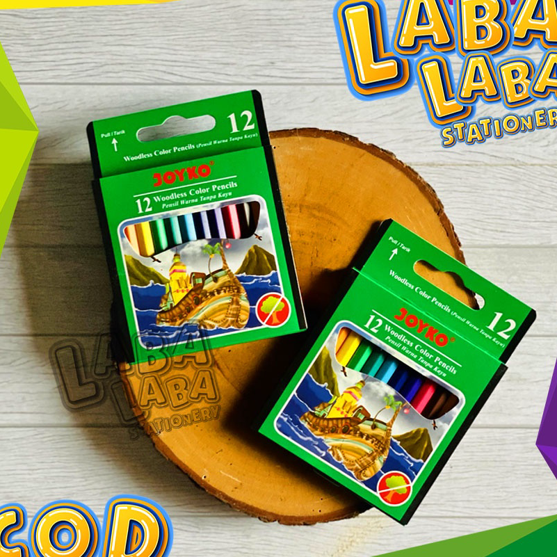 

➦➮✶✺ LabalabaStationery Pensil Warna Joyko 12 PENDEK Mini Murah