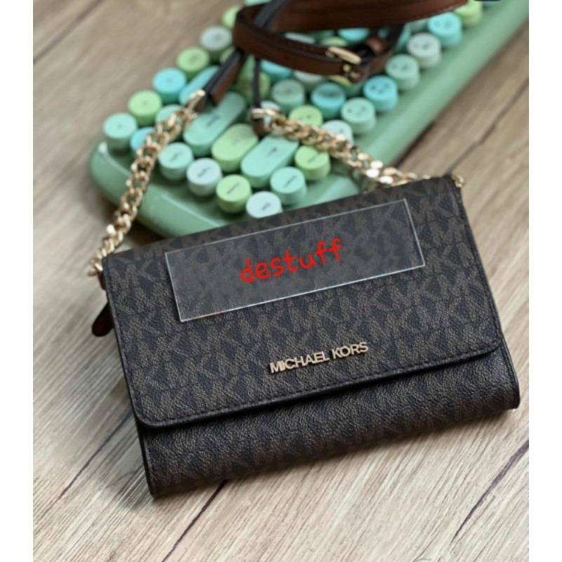 mk michael kors crossbody signature brown original wallet dompet ori authentic