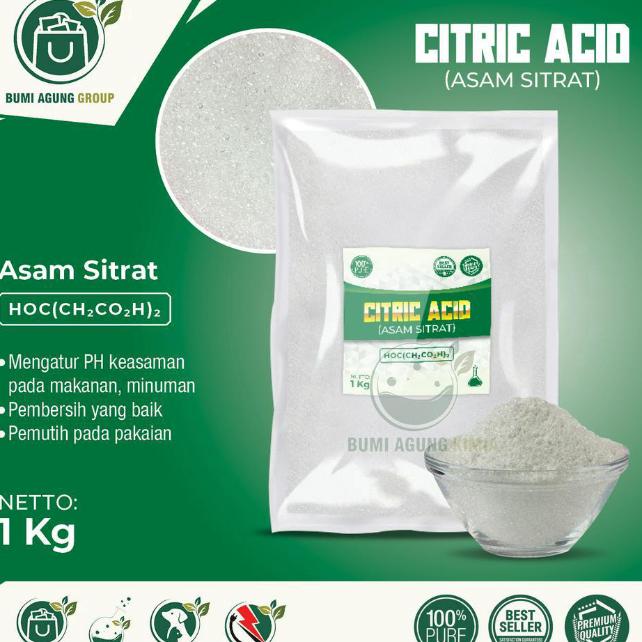 

Promo CITRIC MONOHYDRATE/ CITRUN / SITRAT - 1 KG FOOD GRADE Best Seller