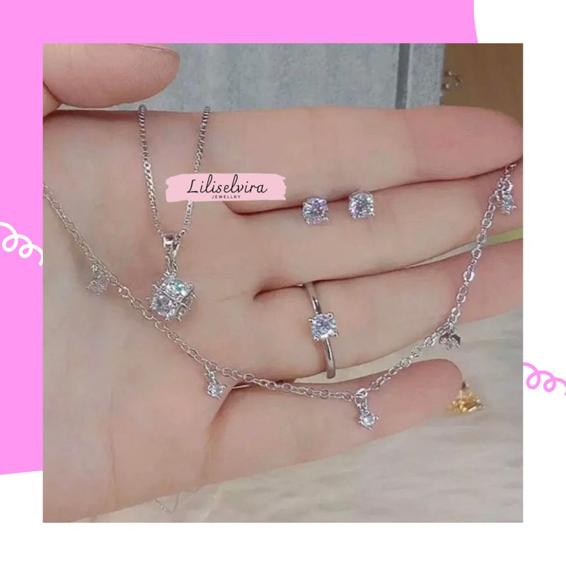 SET PERHIASAN PERAK PERMATA SATU