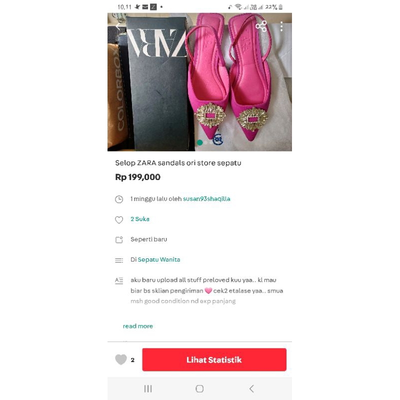 selop zara pink fushia ori Store muraahh slip on