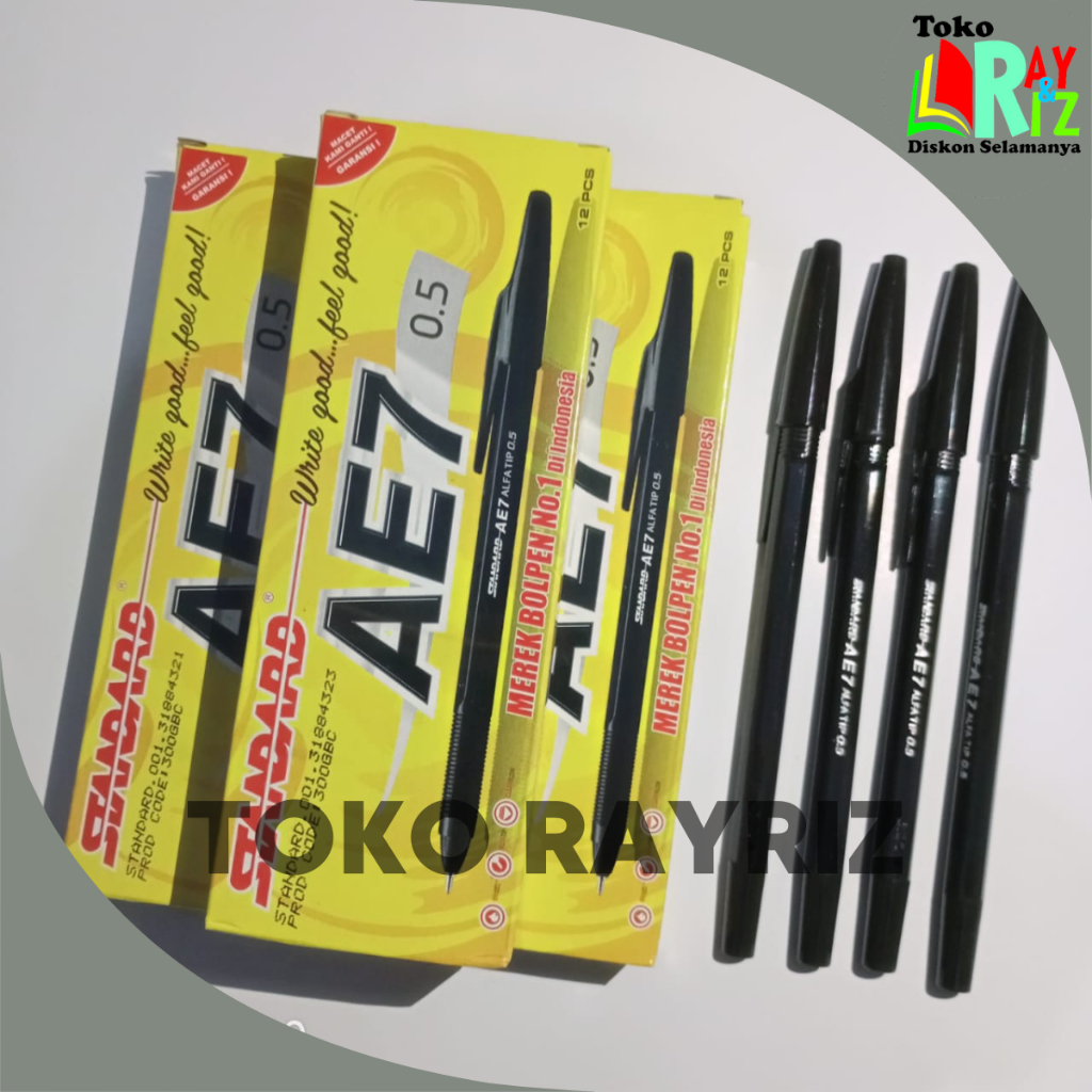 

Bulpen 1 Pack 12 pcs Bolpen Standard Pen AE7 Bolpoin 0.5 MM
