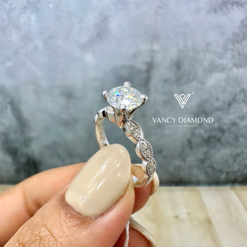 CINCIN EMAS 18K (WHITE GOLD) BERLIAN MOISSANITE 1.00 CARAT