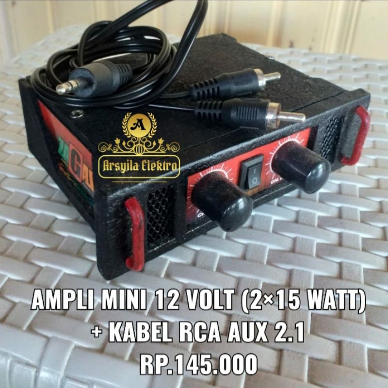 POWER AMPLIFIER / AMPLI MINI 12 VOLT STERIO BOX MINIATUR KAYU