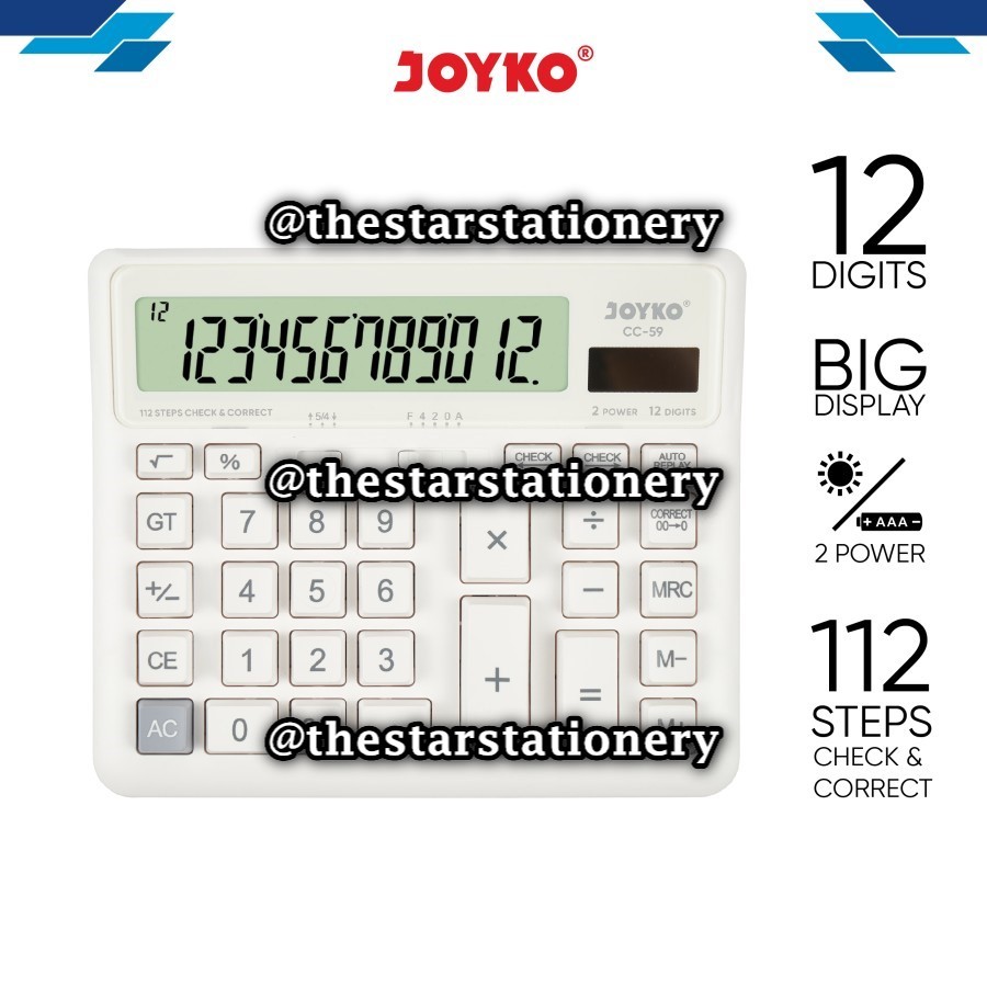 

(1 Biji) GROSIR Kalkulator Joyko CC-59 12 Digits Check Correct / Calculator Joyko CC 59