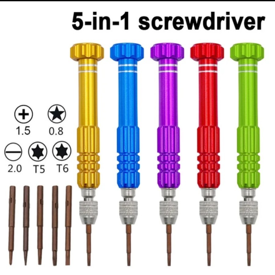 obeng screwdriver 5 IN 1 obeng jam obeng hp obeng laptop hand tools alat servis jam