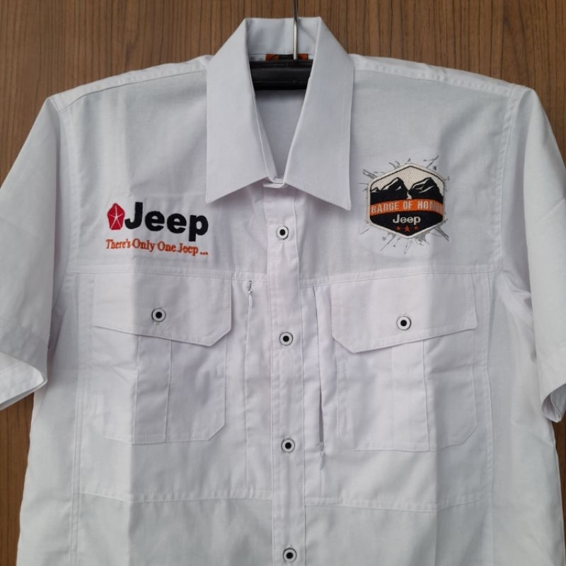 AZetc - Kemeja Tactical Bordir Tangan Pendek Jeep Cherokee WARN SIMEX 4X4 Offroad Clothing