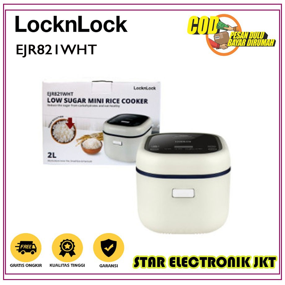 LocknLock EJR821WHT Rice Cooker Low Sugar 2 Liter -White