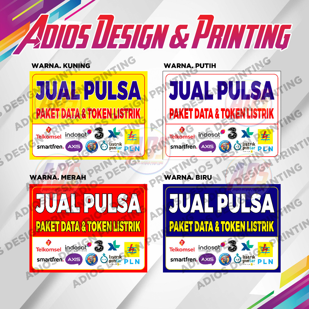 Spanduk Jual Pulsa / Banner Paket Data &Token Listrik