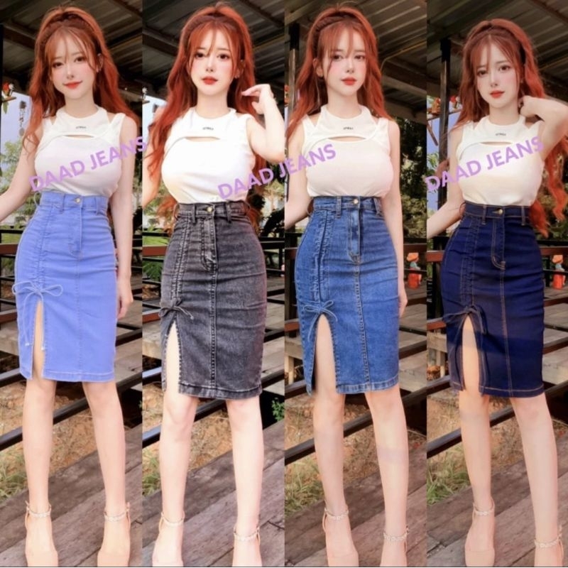 SC-6281 ROK MIDI JEANS IMPORT BKK - TALI | Rok Jeans Import Bangkok Rok Midi Import Rok Jeans Premiu