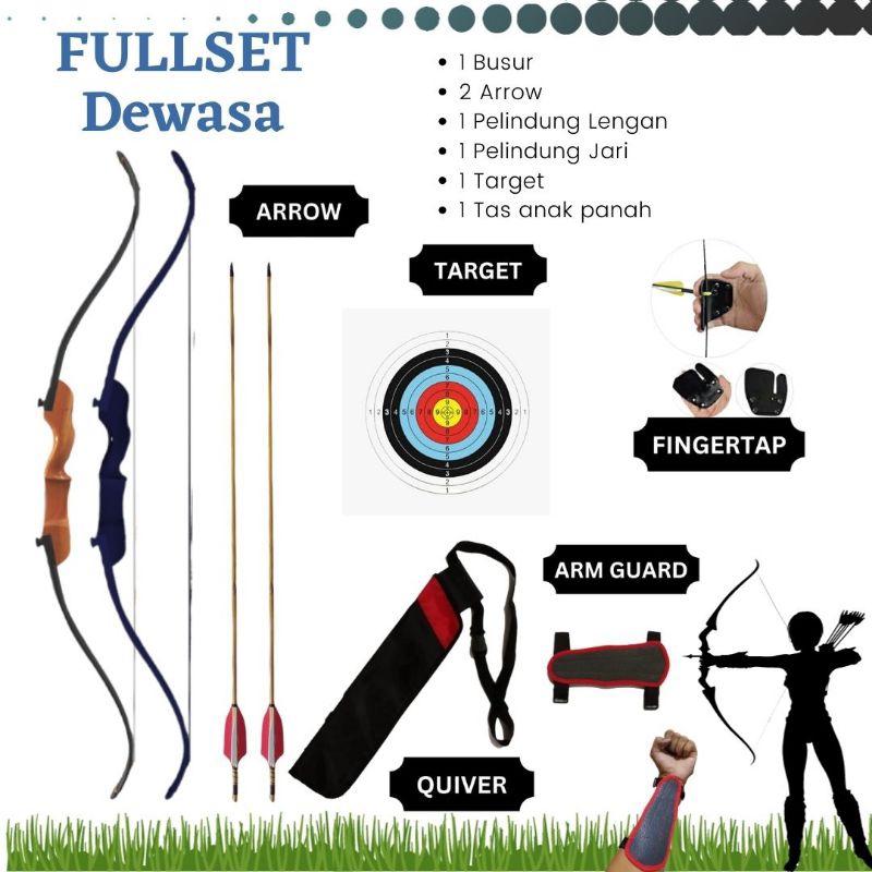 Busur Panah Panahan Archery Dewasa Pemula R40 Fullset