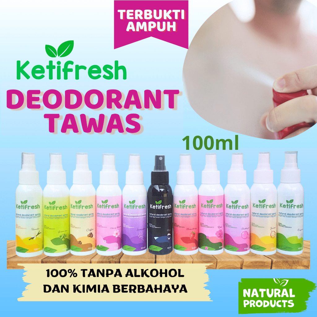 Ketifresh deodorant tawas spray 100ml natural AMPUH penghilang bau badan pemutih ketiak antiperspira