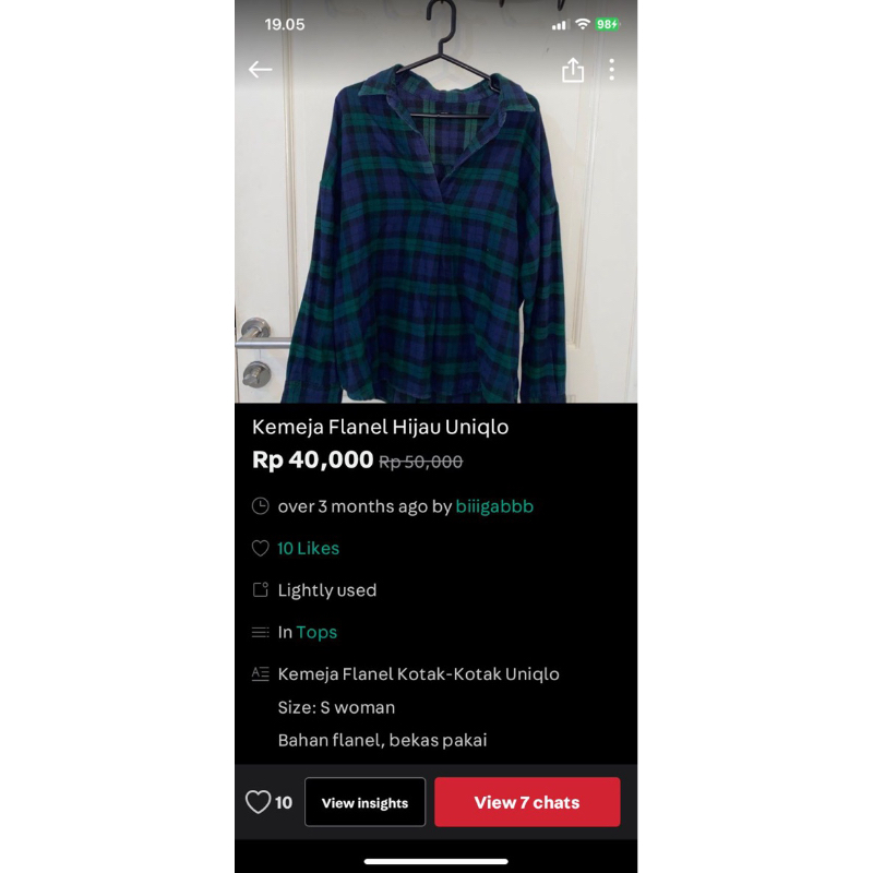 Kemeja Flanel Hijau Uniqlo