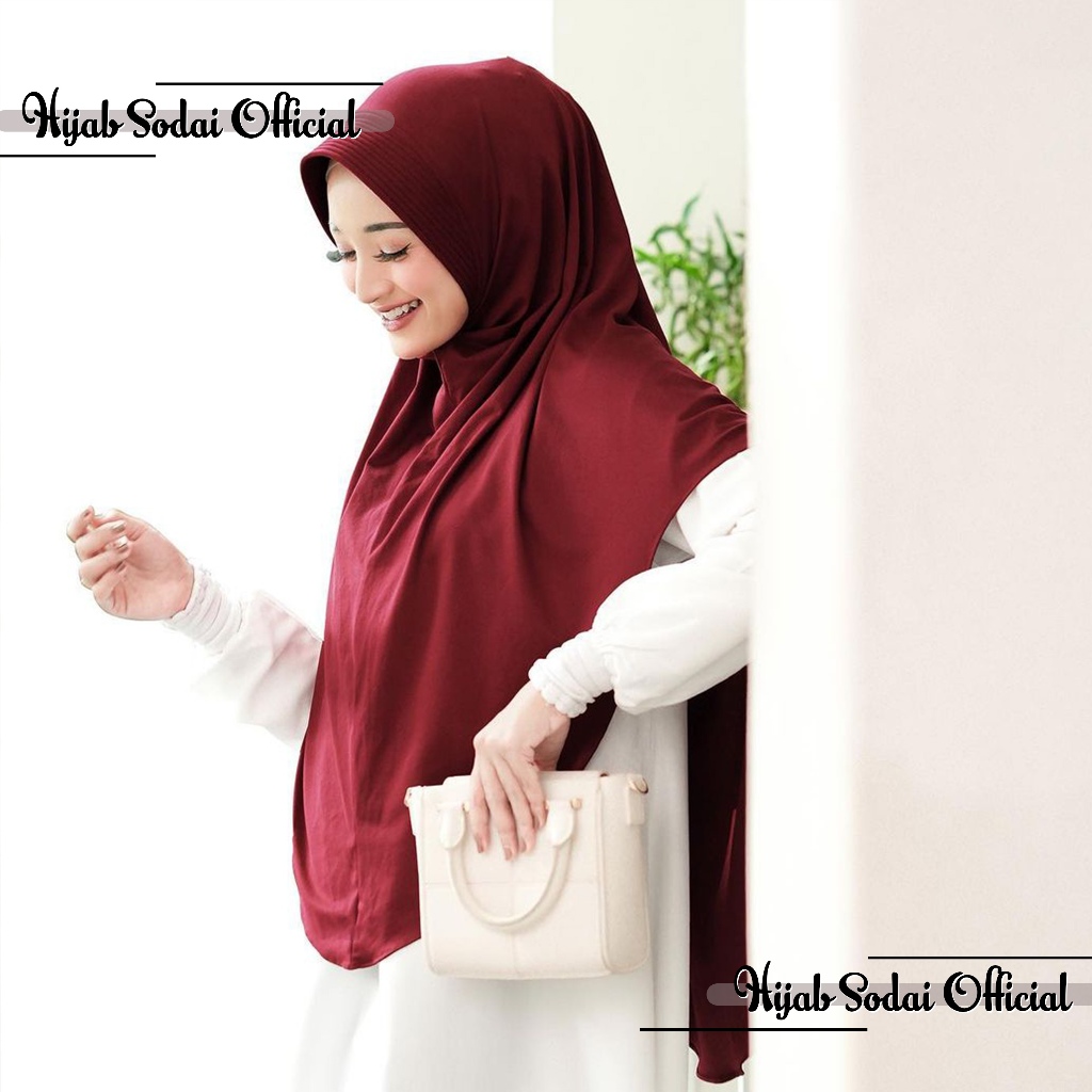 Bergo Instan Jumbo Syari Penguin Oval Jersey Spandek Premium XXL