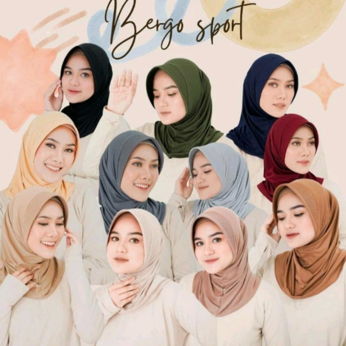 Jilbab Sport Jersey Dapat 12 Pcs Bisa Pilih Warna