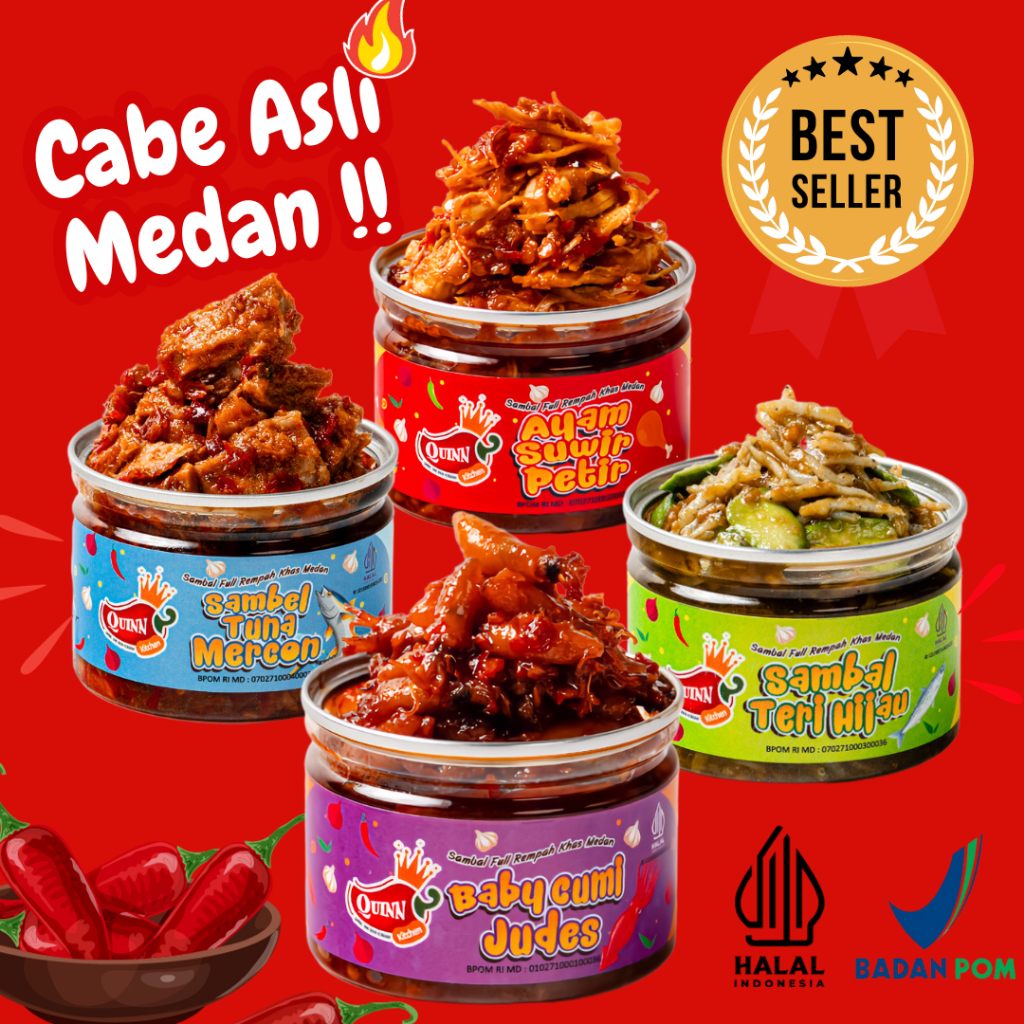 

QUINN of Spicy Ayam/Baby Cumi/Tuna/Teri/Andaliman/Terbang 150g - Sambel Pedas by Kitchen Medan