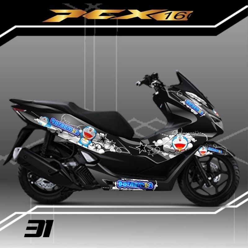 Decal stiker variasi motor honda pcx150/160 fullbody doraemon