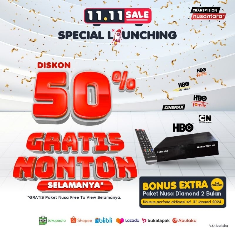 STB Transvision DTH Nusantara – Bonus Channel Free to View Selamanya