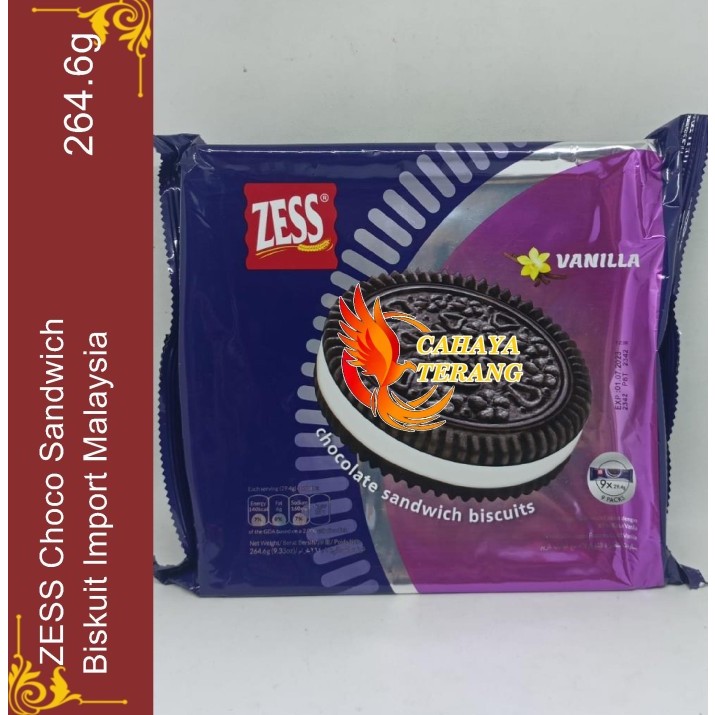 Zess Chocolate Sandwich Biscuit Vanila Zess Biskuit 264gr Biscuit Rasa Vanila 264 gram