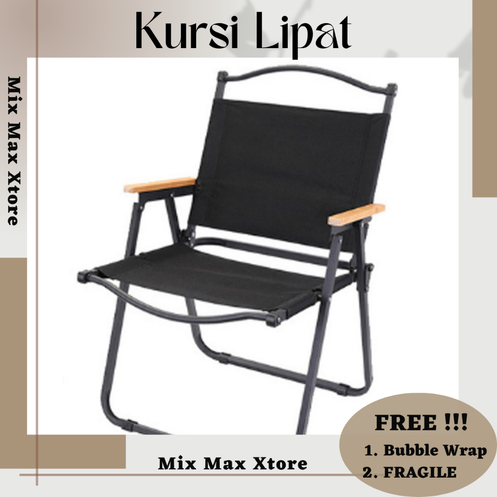 Taffsport Kursi Lipat Camping Piknik Portable Foldable Chair Oxford - Black