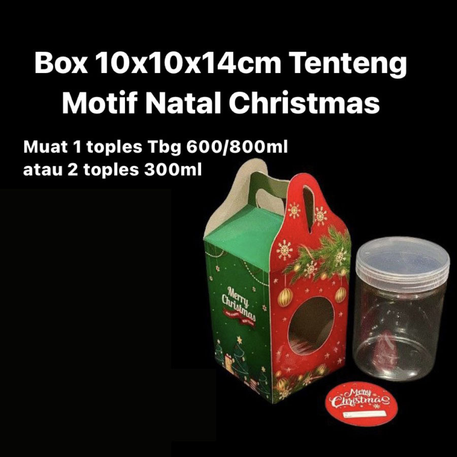 

(10 pcs) kardus tenteng motif natal dus toples tabung 600-800ml isi 1 box hantaran christmas xmas ukuran 10x10x14cm