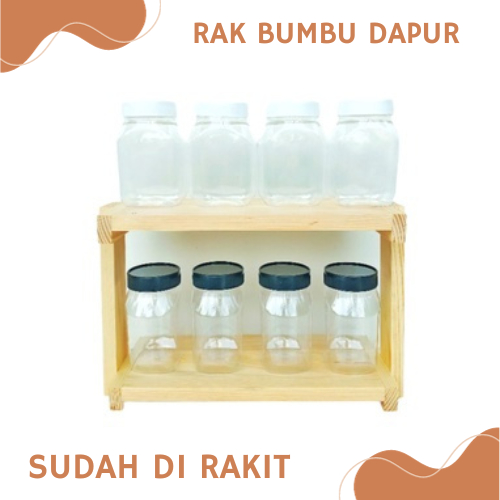 RAK BUMBU DAPUR SUSUN / RAK BUMBU KAYU SUSUN 2 / RAK BUMBU 2 TINGKAT KAYU