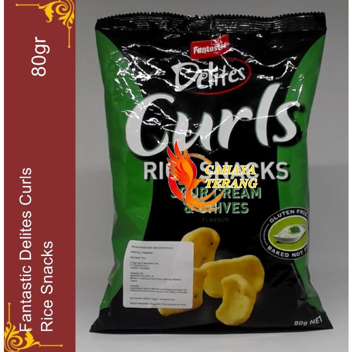 Fantastic Delites Curls Rice Snack Sour Cream and Chives 80gr Keripik