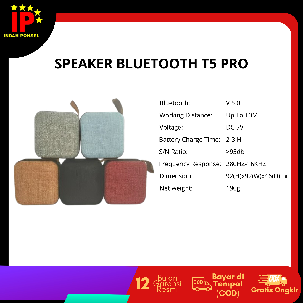 SPEAKER BLUETOOTH T5 PRO EXTRA BASS GRADE A SPEAKER BLUETOOTH