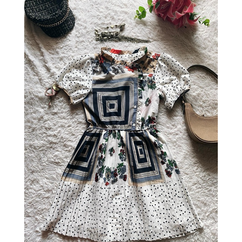 Atasan Minidress Homedress BK*K Plisket Vintage Balmain Wanita