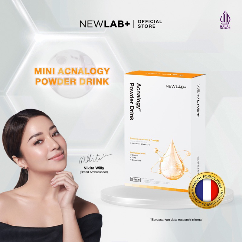 Newlab Acnalogy Powder drink MINI 125gr Mini Box Newlab+ New Lab minum jerawat minuman antioksidan kecantikan wajah drink HALAL 125 gr NEWLAB NEWLAB+ travel pack