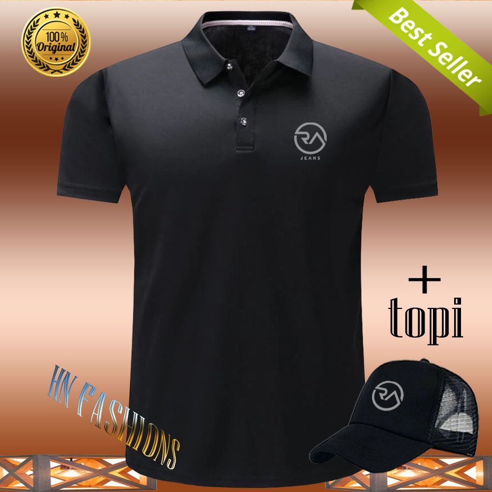 Hn Fashion - Bonus Topi..!!! Polo Kerah RA Jeans Silver - Kaos Kerah Pria Distro - Kaos polo Shirt p